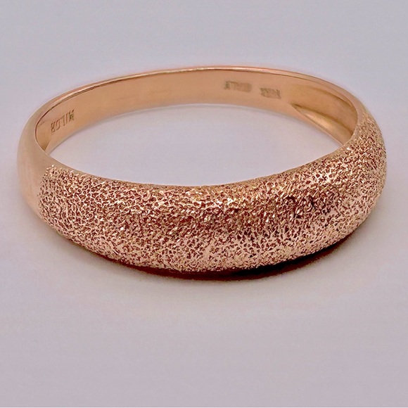 ESTATE SZ9 MILOR 14kt Italian ROSE GOLD sandblasted domed band 2.25g EUC GORG! - Picture 1 of 17